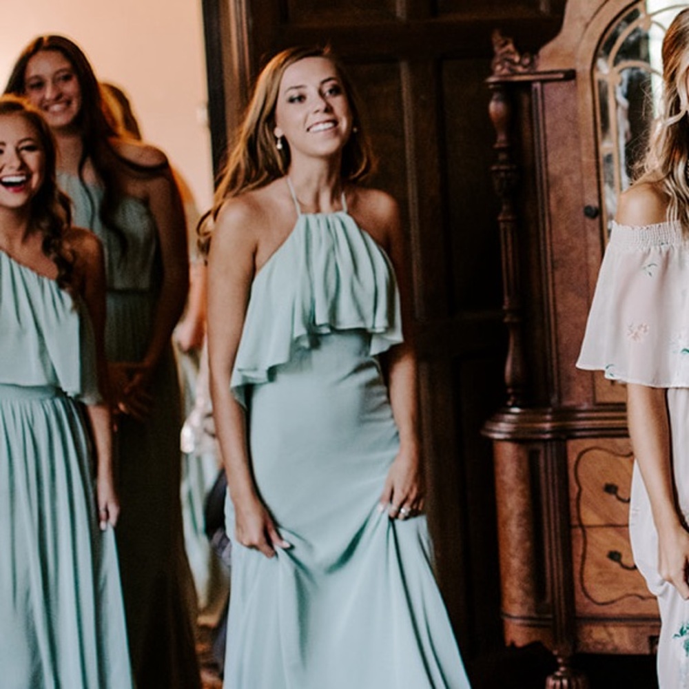 Revelry Ferrah Sage Bridesmaid Dress